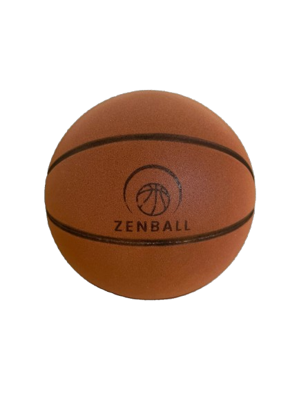 ZenBall Silent Foam Basketball 4.0 in classic brown color with traditional basketball seam design and embossed ZenBall logo on durable foam surface, size 7 regulation basketball